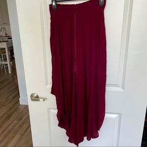 Burgundy wide leg crushed pants